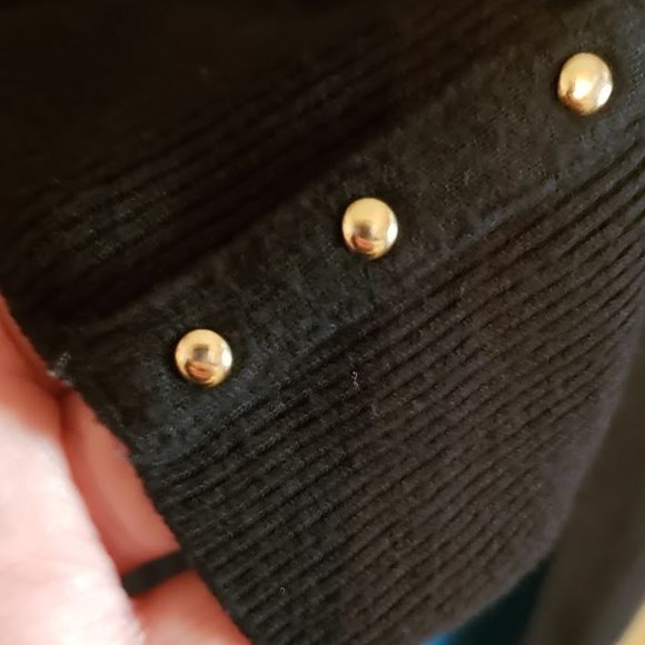 White House Black Market MED Black Open Front Sweater Cardigan long slee… - Picture 5 of 6